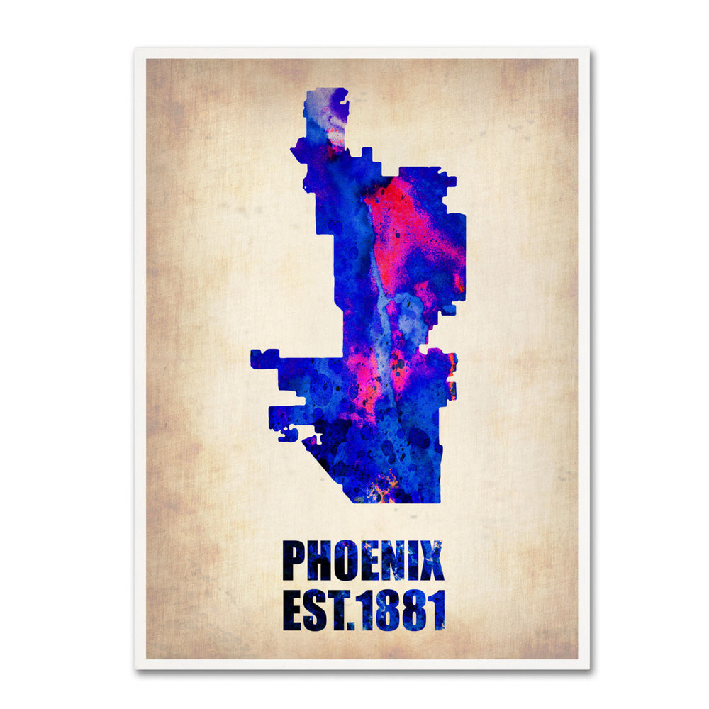 Naxart Phoenix Watercolor Map 14 x 19 Canvas Art Image 2