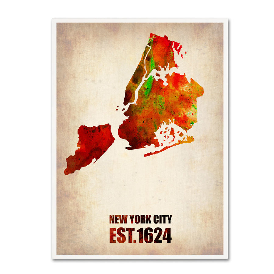 Naxart York City Watercolor Map 2 14 x 19 Canvas Art Image 1