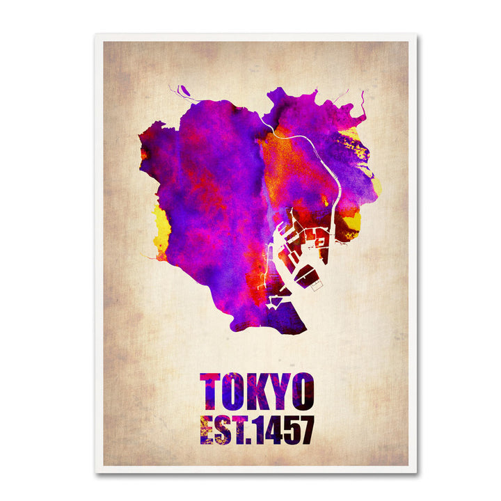 Naxart Tokyo Watercolor Map 2 14 x 19 Canvas Art Image 1