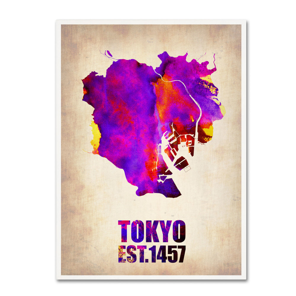 Naxart Tokyo Watercolor Map 2 14 x 19 Canvas Art Image 2