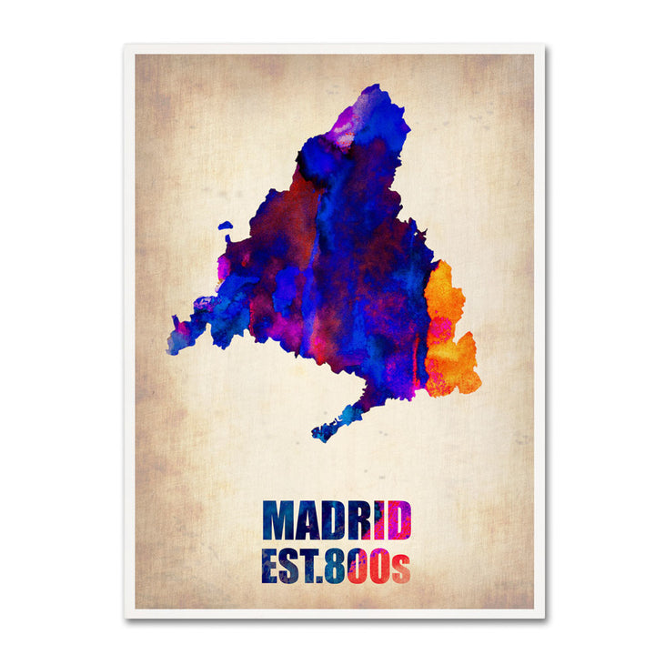 Naxart Madrid Watercolor Map 14 x 19 Canvas Art Image 1