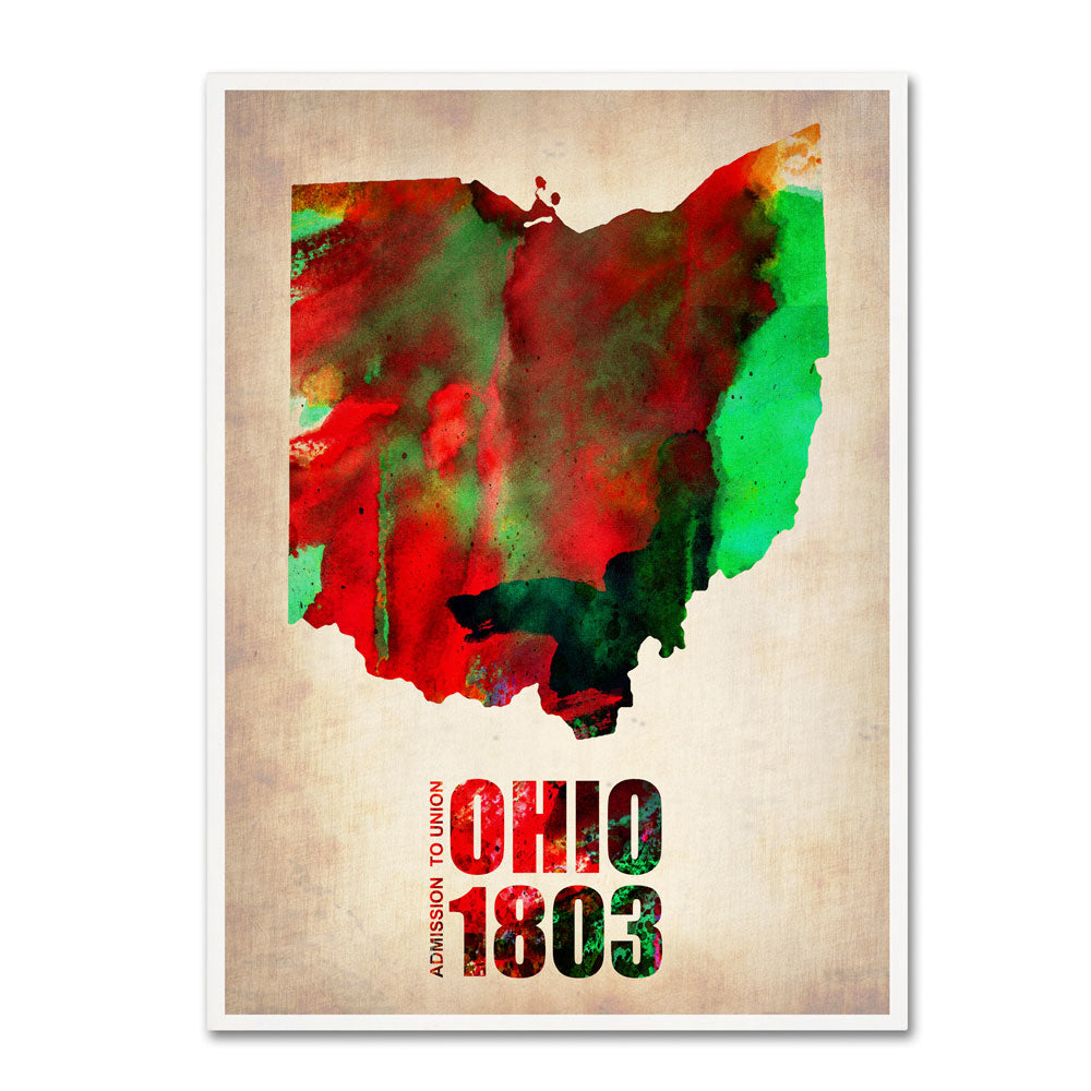 Naxart Ohio Watercolor Map 14 x 19 Canvas Art Image 1