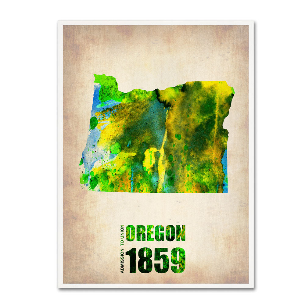 Naxart Oregon Watercolor Map 14 x 19 Canvas Art Image 1