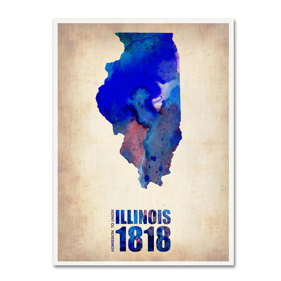 Naxart Illinois Watercolor Map 14 x 19 Canvas Art Image 1