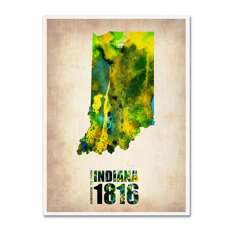 Naxart Indiana Watercolor Map 14 x 19 Canvas Art Image 1