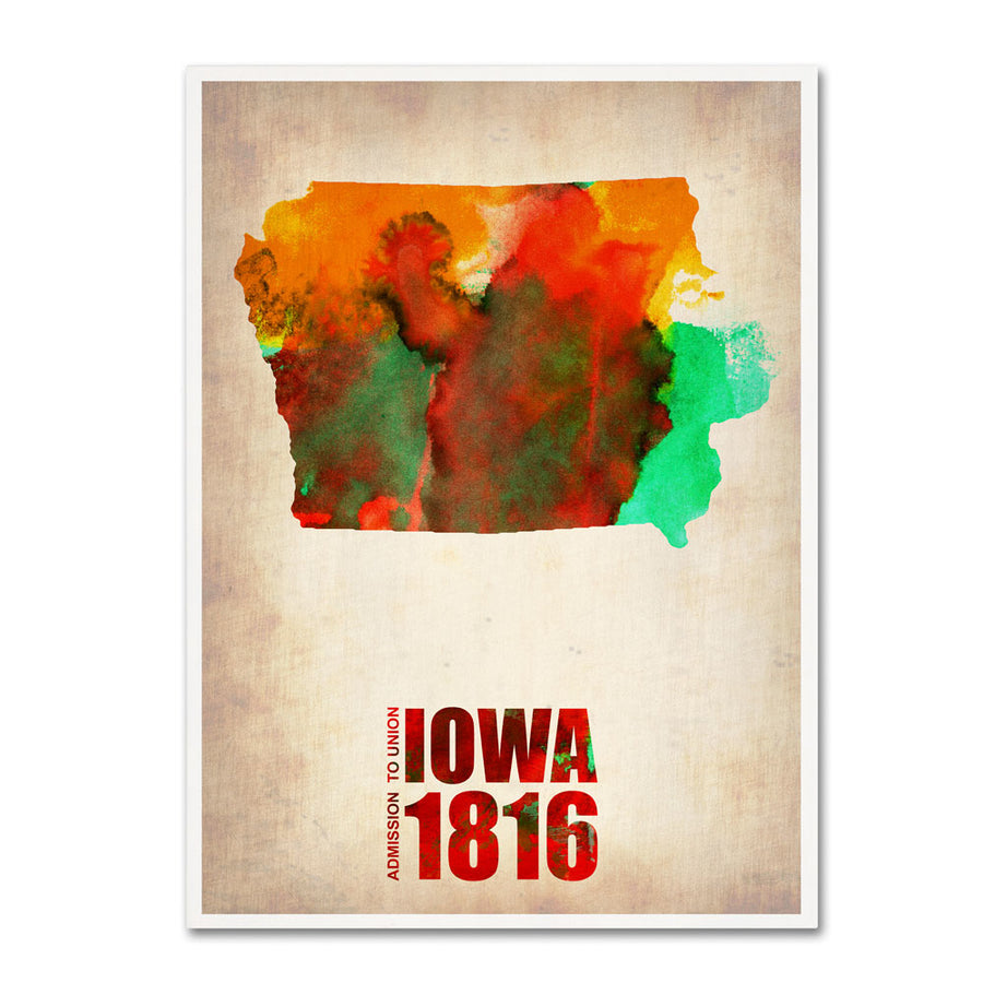 Naxart Iowa Watercolor Map 14 x 19 Canvas Art Image 1