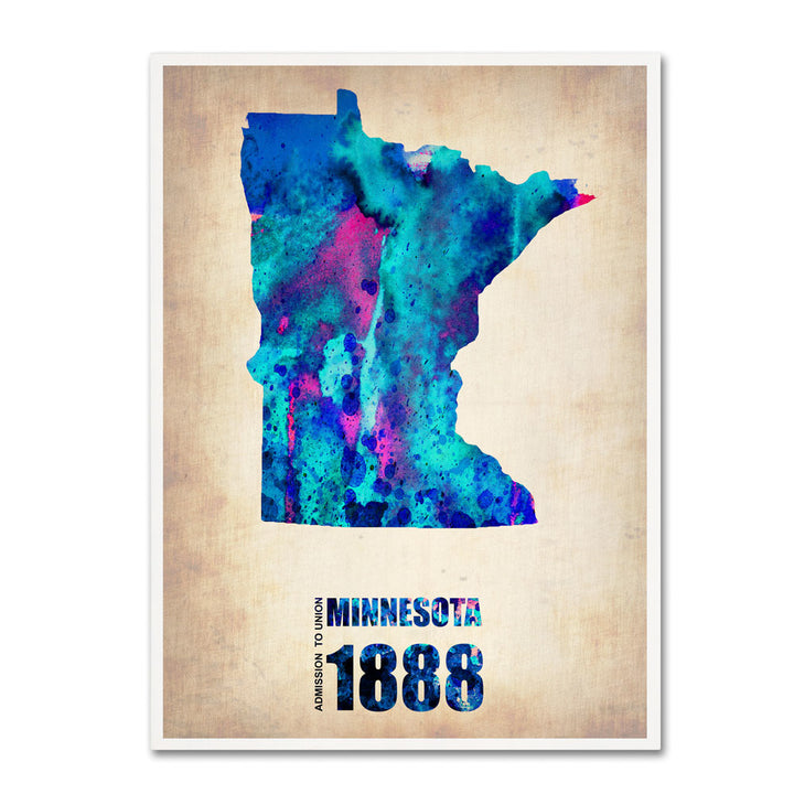 Naxart Minnesota Watercolor Map 14 x 19 Canvas Art Image 1