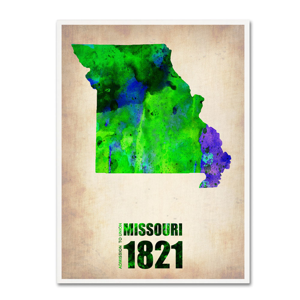 Naxart Missouri Watercolor Map 14 x 19 Canvas Art Image 1