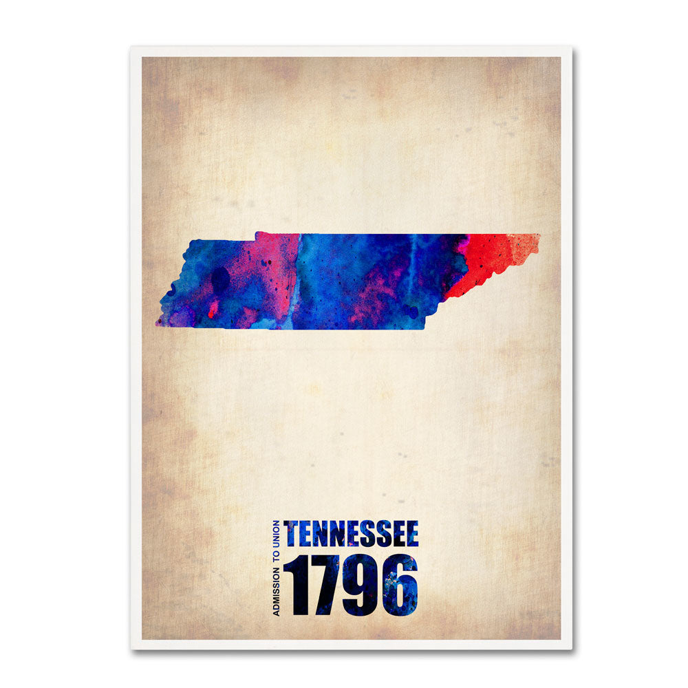 Naxart Tennessee Watercolor Map 14 x 19 Canvas Art Image 1