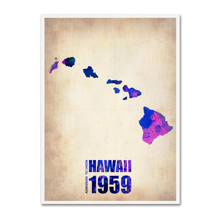 Naxart Hawaii Watercolor Map 14 x 19 Canvas Art Image 1