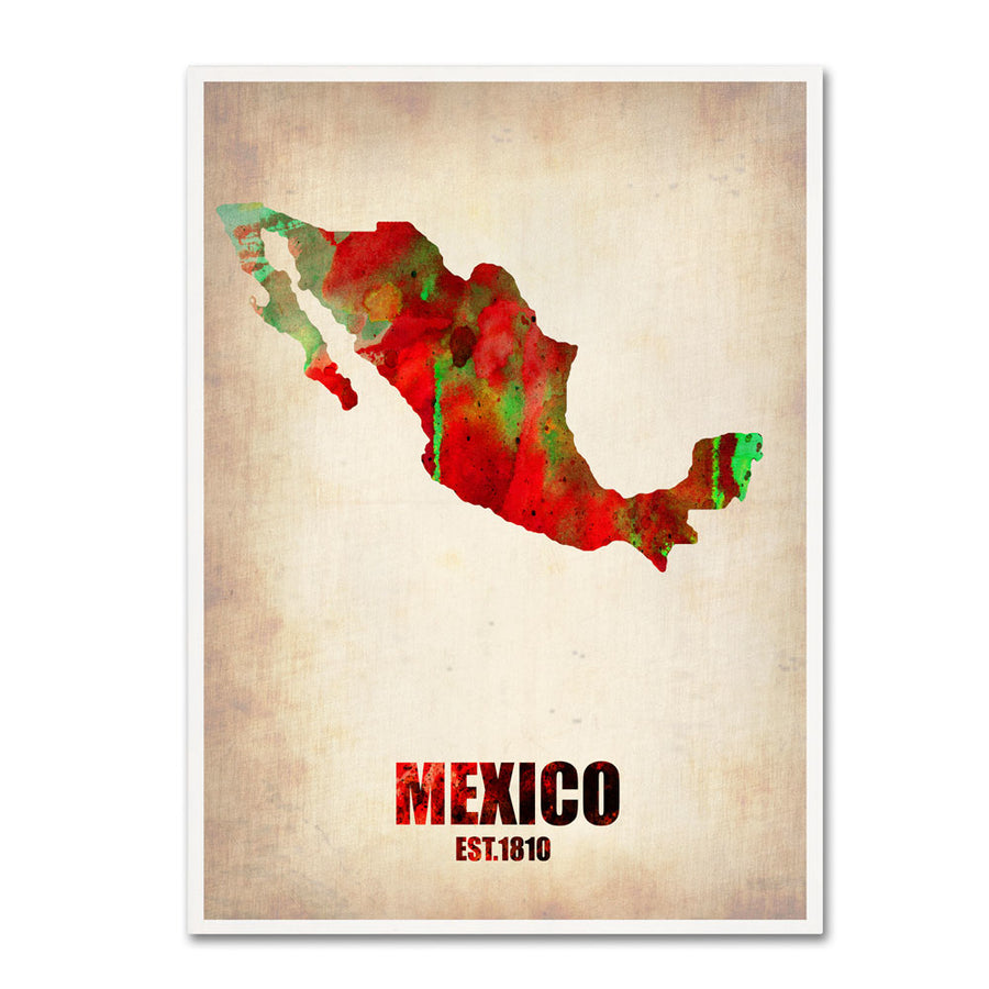 Naxart Mexico Watercolor Map 14 x 19 Canvas Art Image 1