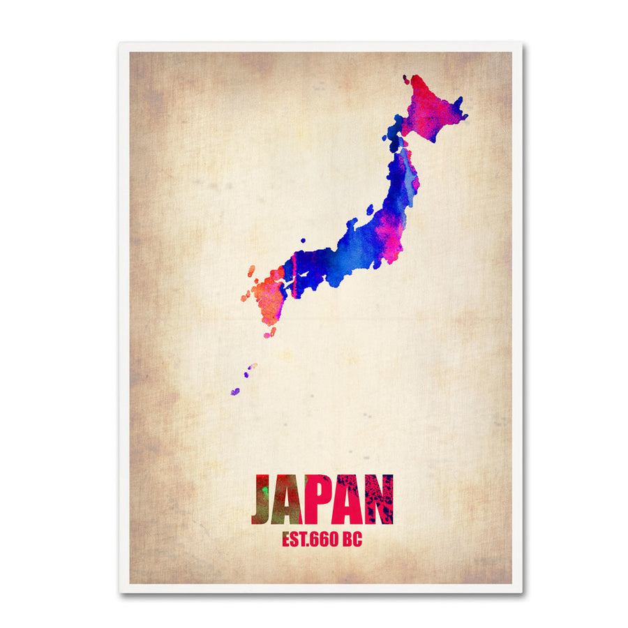 Naxart Japan Watercolor Map 14 x 19 Canvas Art Image 1