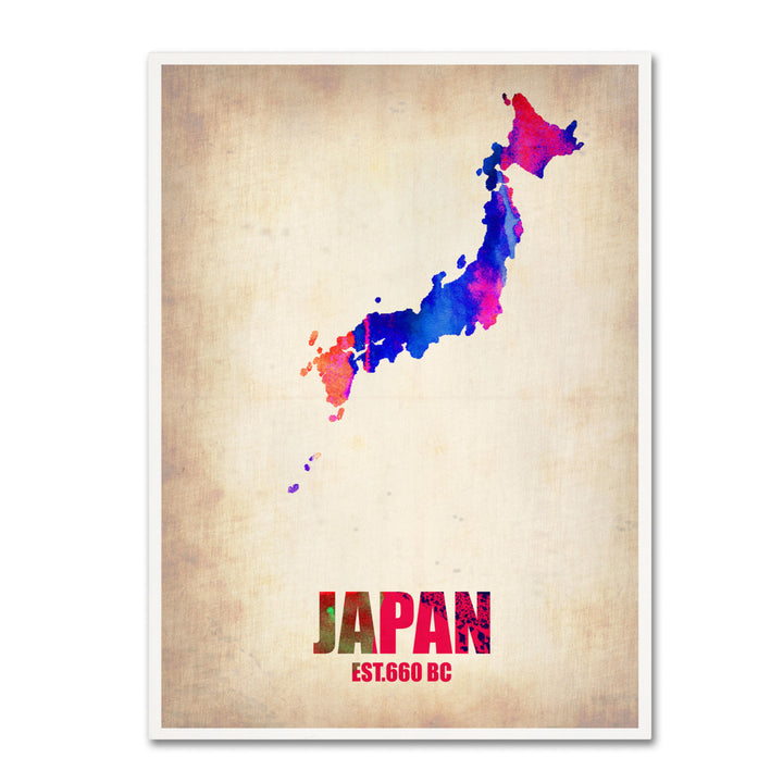 Naxart Japan Watercolor Map 14 x 19 Canvas Art Image 2