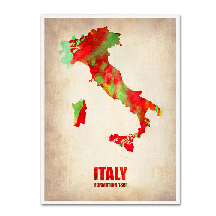 Naxart Italy Watercolor Map 14 x 19 Canvas Art Image 1