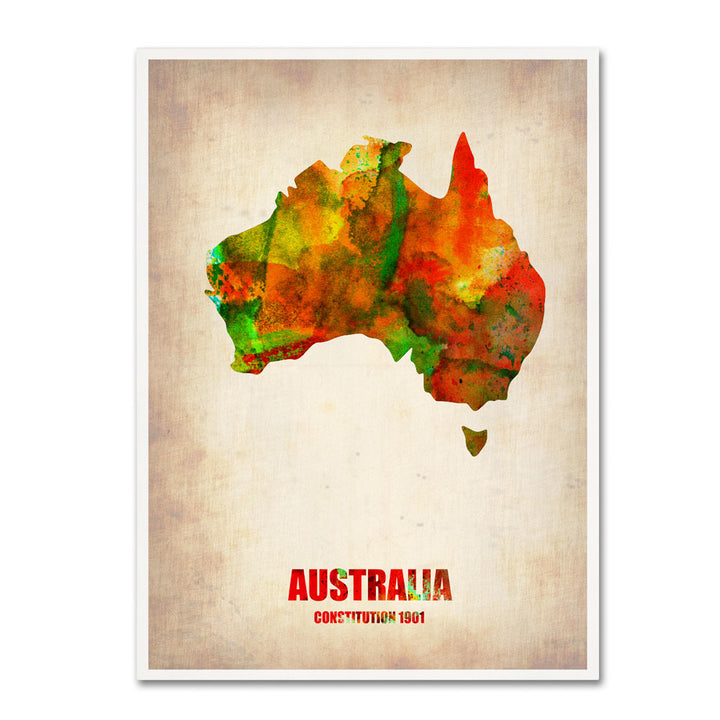 Naxart Australia Watercolor Map 14 x 19 Canvas Art Image 1