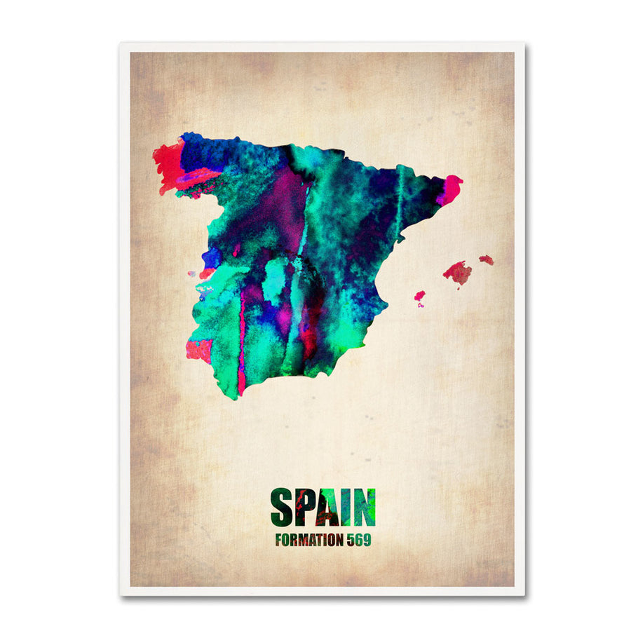 Naxart Spain Watercolor Map 14 x 19 Canvas Art Image 1