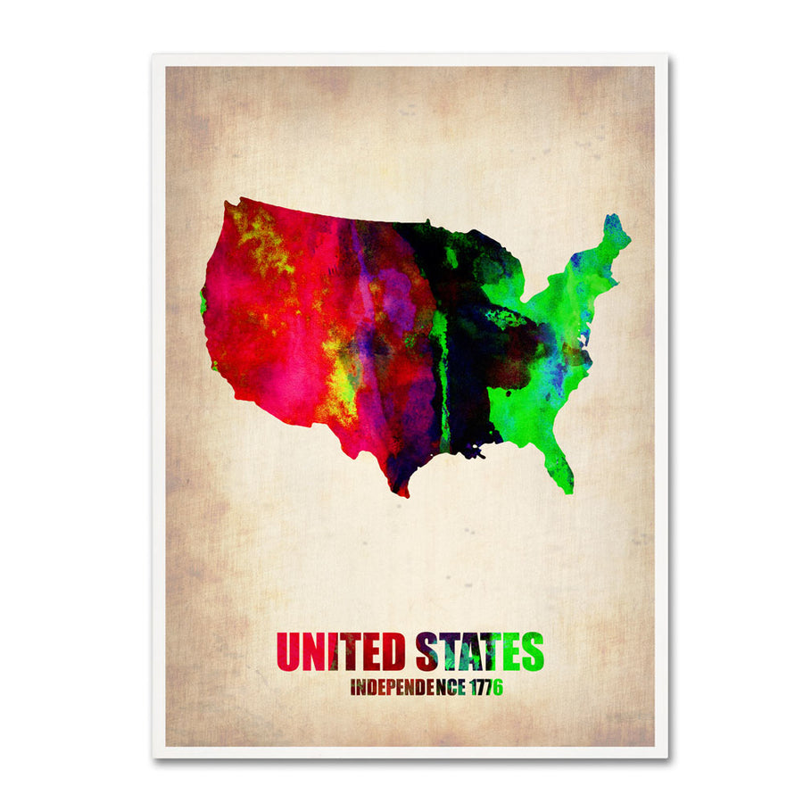 Naxart United States Watercolor Map 14 x 19 Canvas Art Image 1