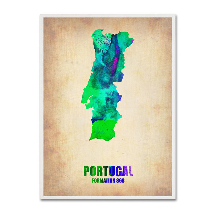 Naxart Portugal Watercolor Map 14 x 19 Canvas Art Image 1