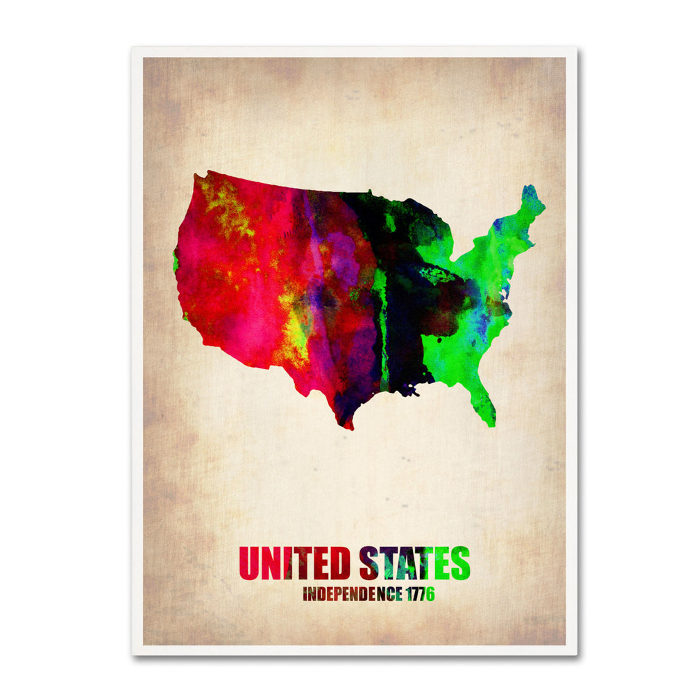 Naxart United States Watercolor Map 14 x 19 Canvas Art Image 2