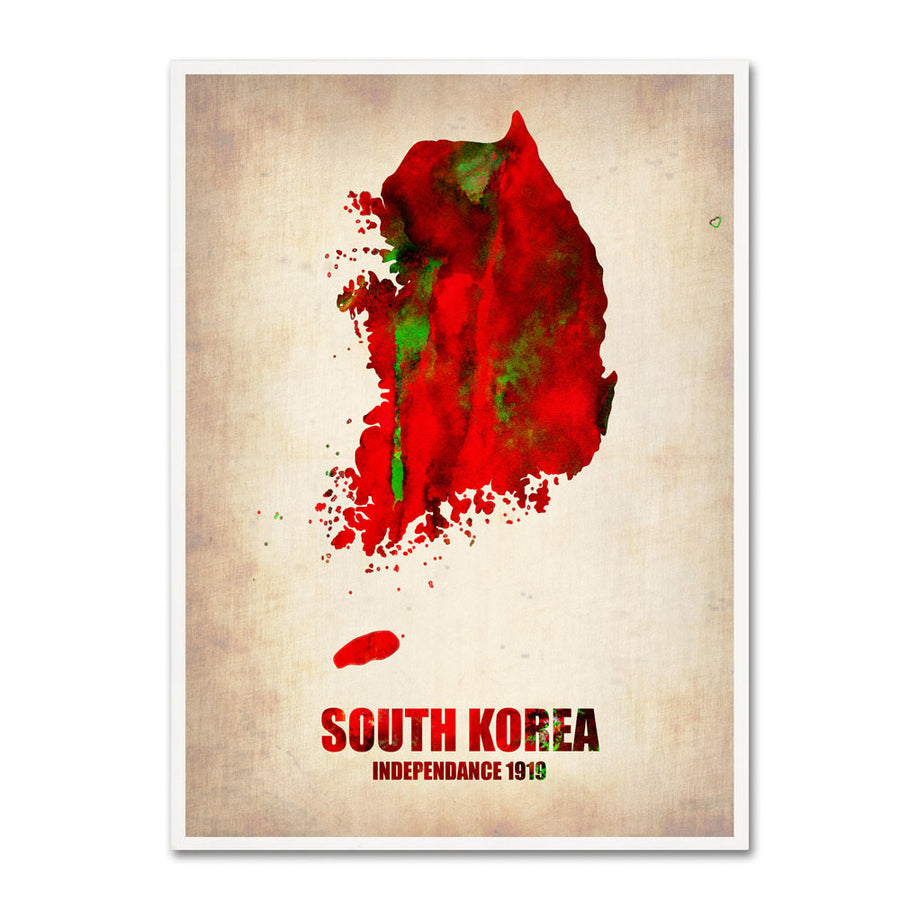 Naxart South Korea Watercolor Map 14 x 19 Canvas Art Image 1