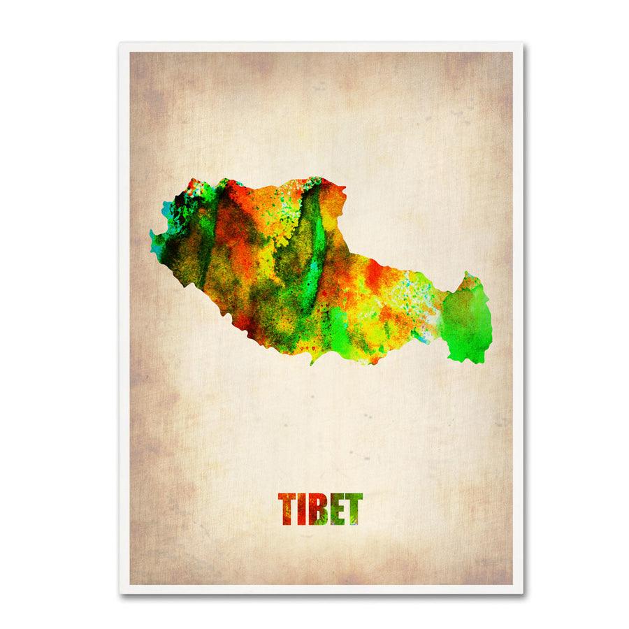 Naxart Tibet Watercolor Map 14 x 19 Canvas Art Image 1