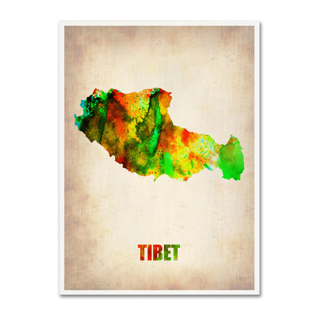 Naxart Tibet Watercolor Map 14 x 19 Canvas Art Image 2