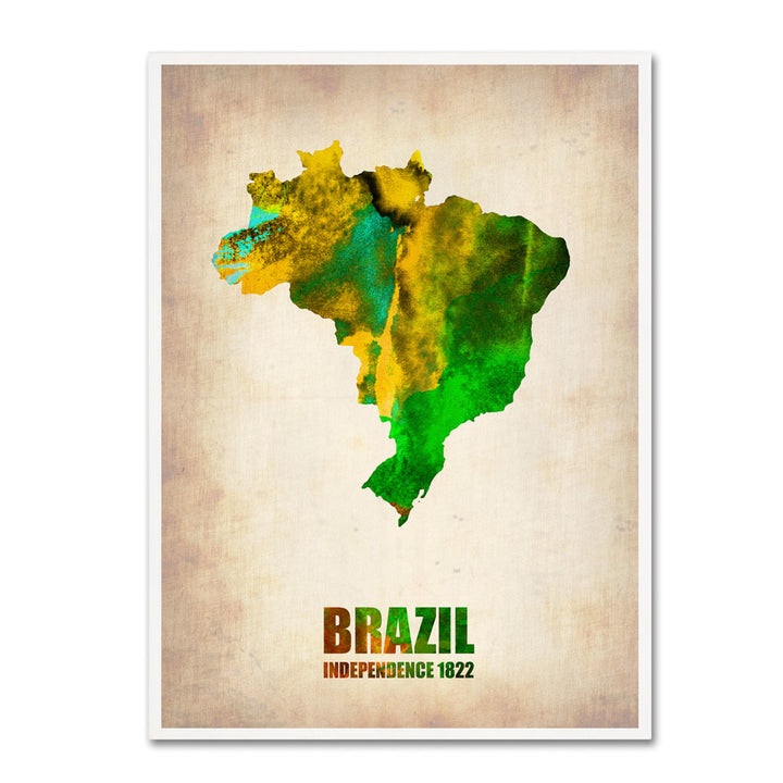 Naxart Brazil Watercolor Map 14 x 19 Canvas Art Image 1