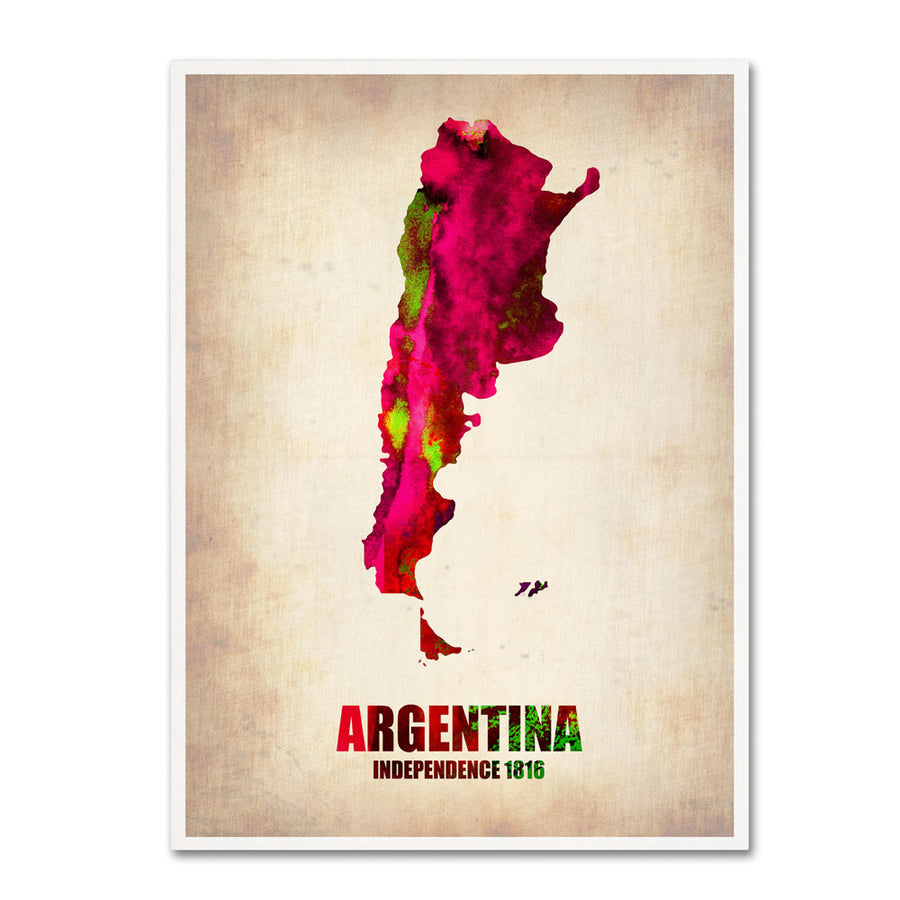 Naxart Argentina Watercolor Map 14 x 19 Canvas Art Image 1