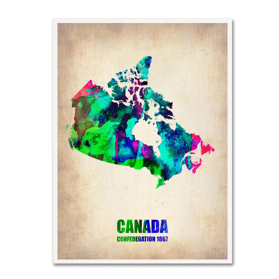 Naxart Canada Watercolor Map 14 x 19 Canvas Art Image 1