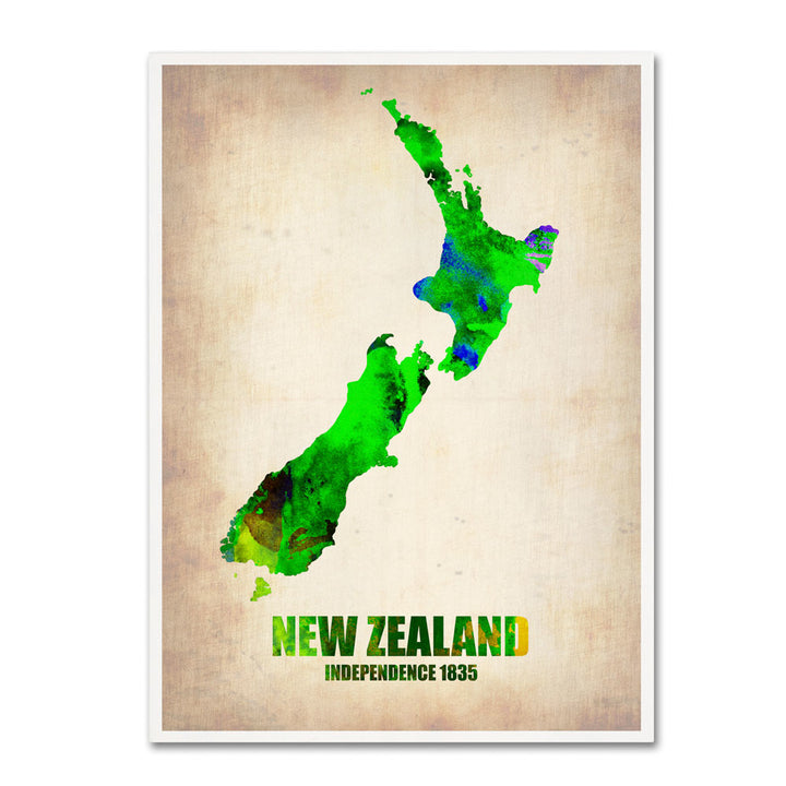 Naxart Zealand Watercolor Map 14 x 19 Canvas Art Image 1