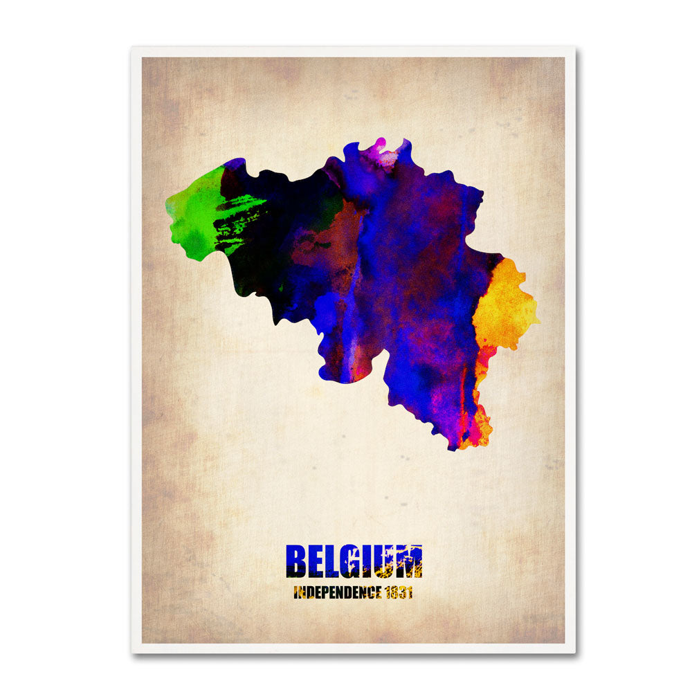 Naxart Belgium Watercolor Map 14 x 19 Canvas Art Image 1