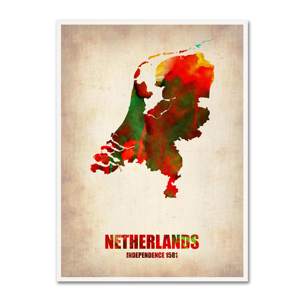 Naxart Netherlands Watercolor Map 14 x 19 Canvas Art Image 1