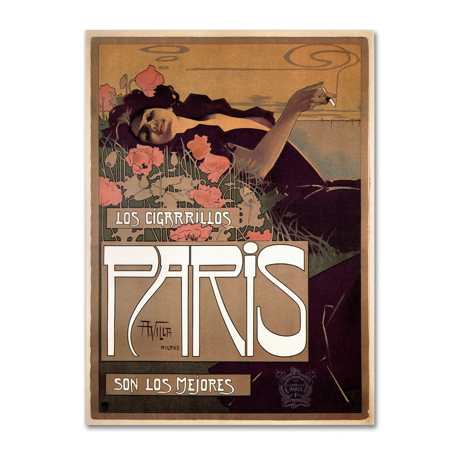 Vintage Apple Collection Paris Cigarettes 1901 14 x 19 Canvas Art Image 1