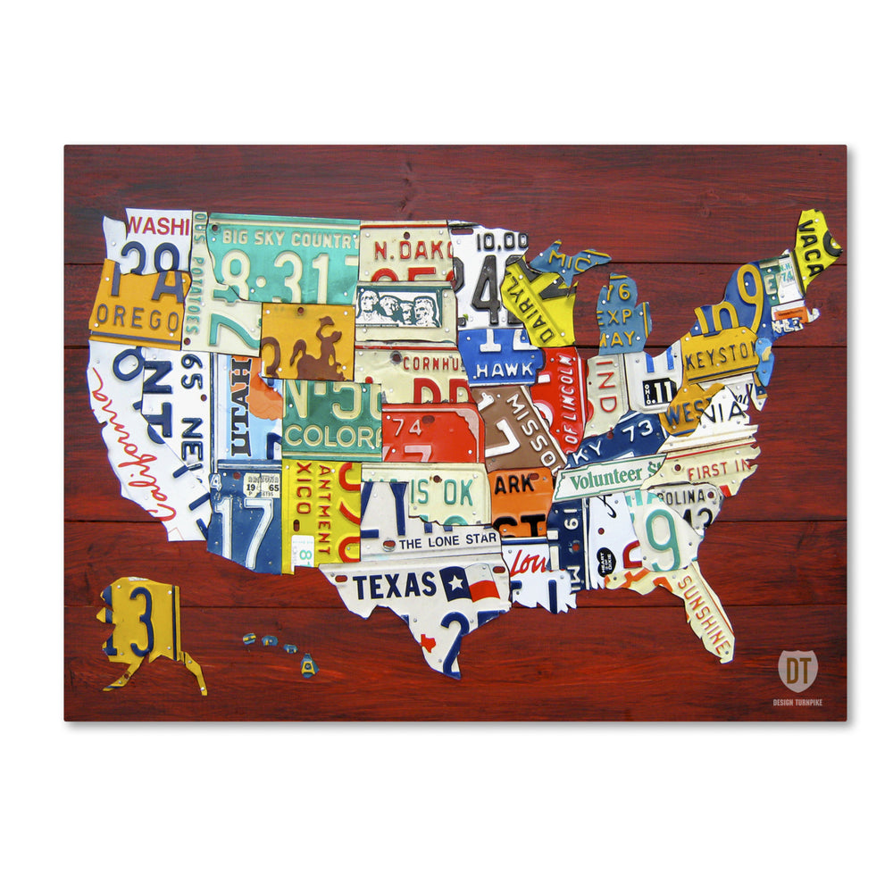 Design Turnpike License Plate Map USA 14 x 19 Canvas Art Image 2