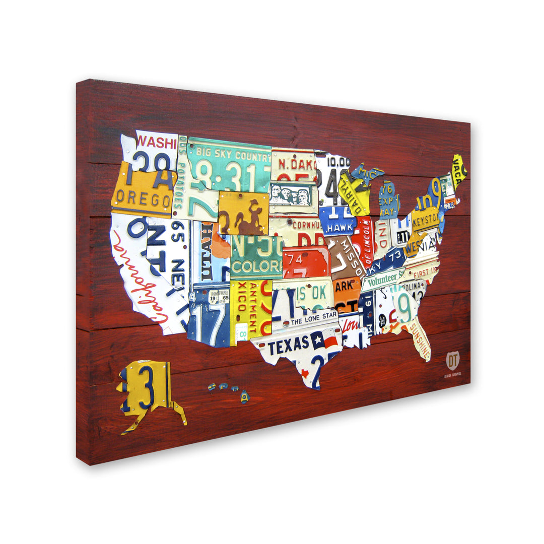 Design Turnpike License Plate Map USA 14 x 19 Canvas Art Image 3