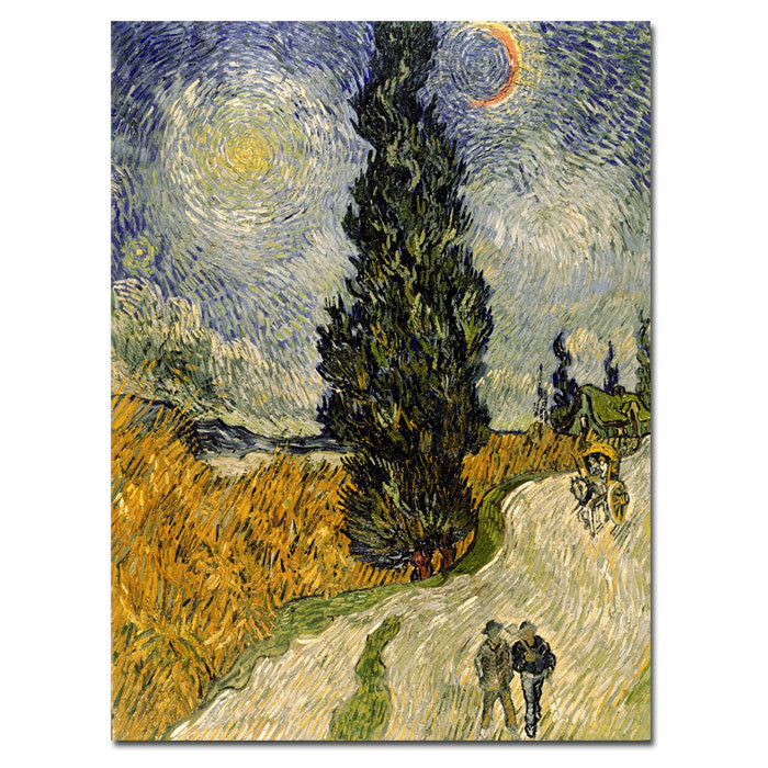 Vincent van Go Road with Cypresses 1890 14 x 19 Canvas Art Image 1