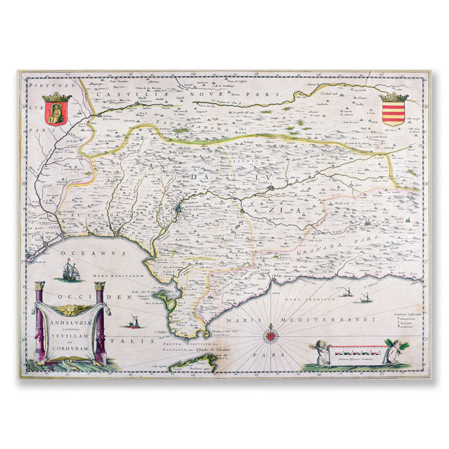 Map of Andalusia Spain 14 x 19 Canvas Art Image 1