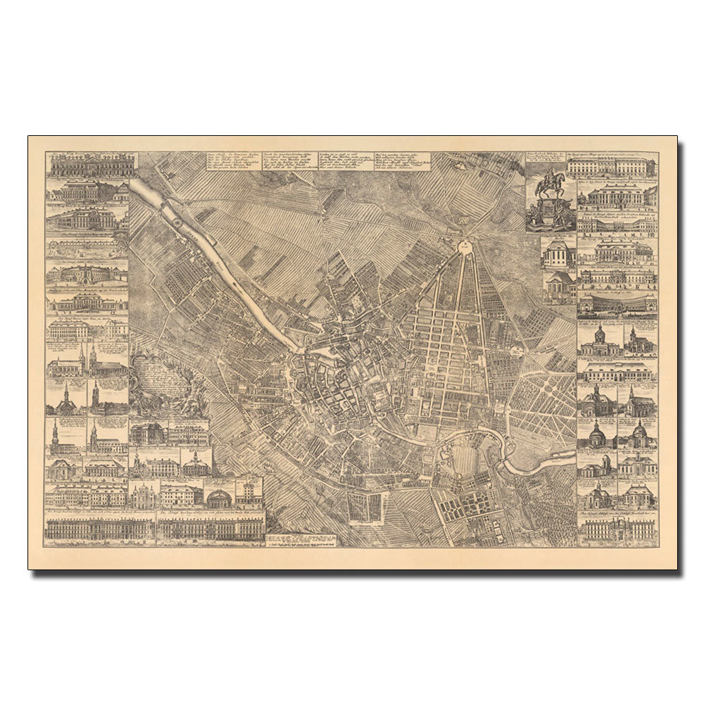 Schleun Map of Berlin 1773 14 x 19 Canvas Art Image 1