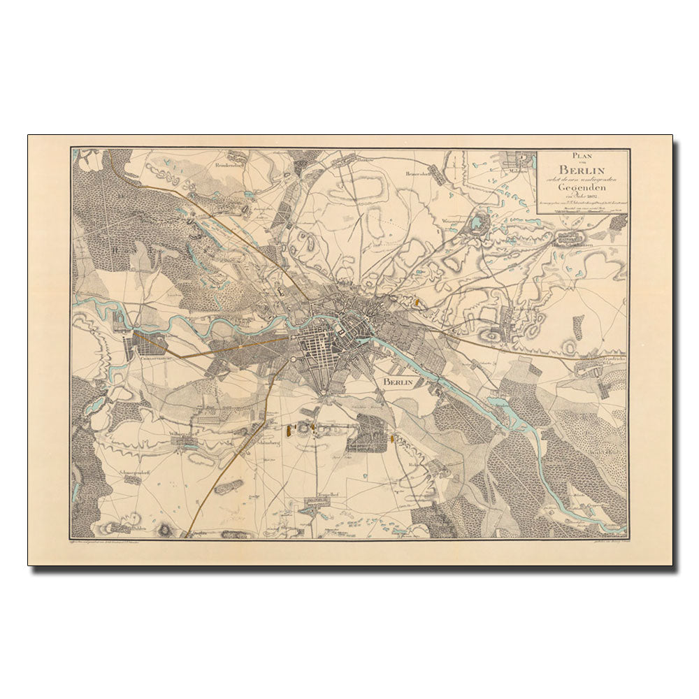 Schneider Map of Berlin 1802 14 x 19 Canvas Art Image 1