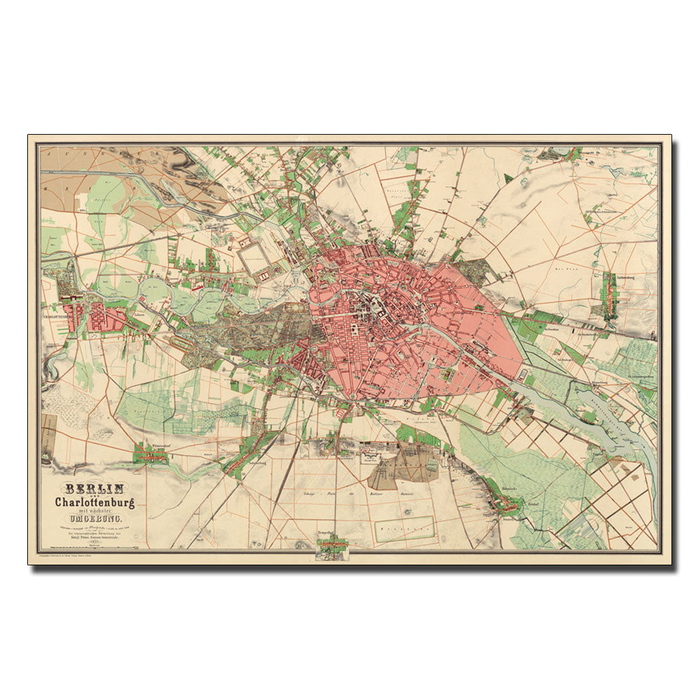 Map of Berlin 1857 14 x 19 Canvas Art Image 1