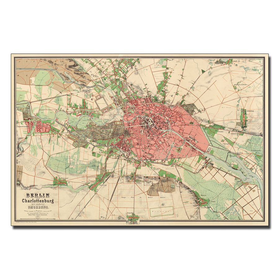 Map of Berlin 1857 14 x 19 Canvas Art Image 1