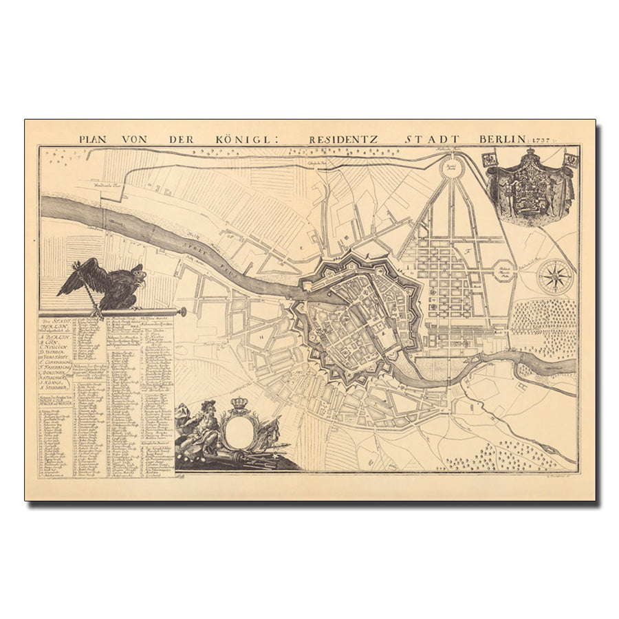 Dusableau Map of Berlin 1737 14 x 19 Canvas Art Image 1