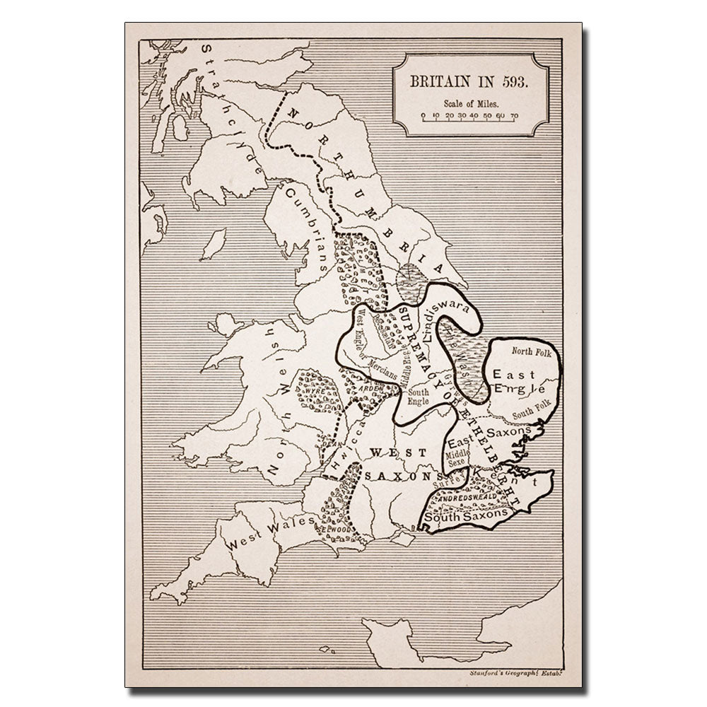 Map of Britain in 593 14 x 19 Canvas Art Image 1