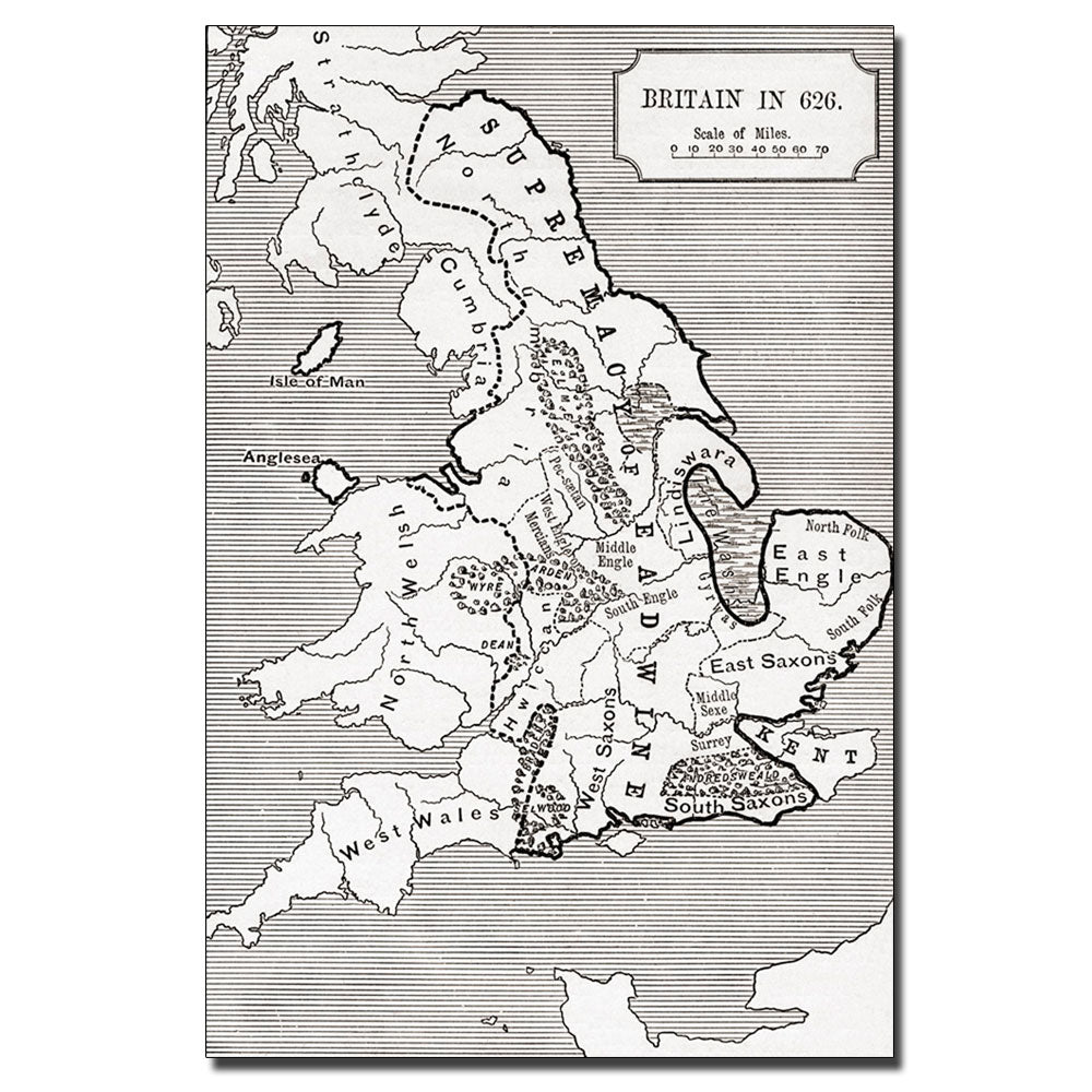 Map of Britain in 626 14 x 19 Canvas Art Image 1