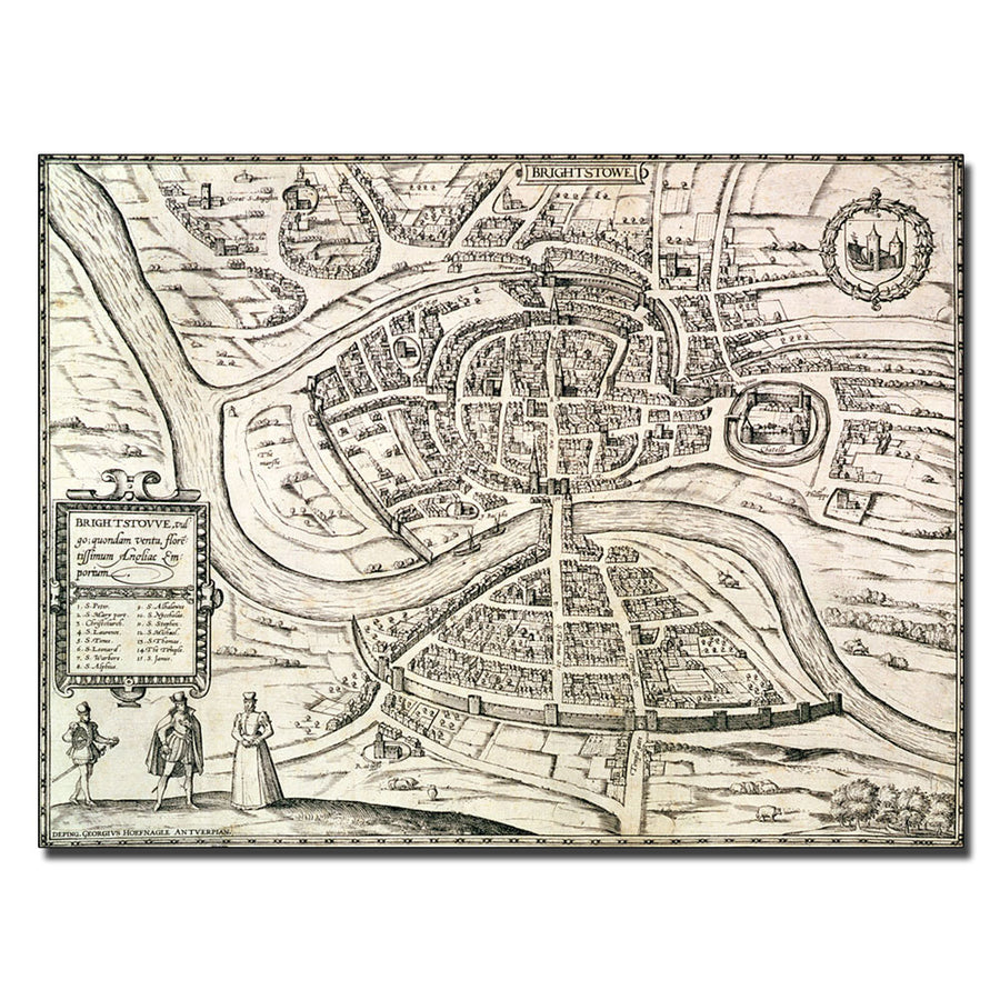 Braun Hogenberg Map of Bristol 1581 14 x 19 Canvas Art Image 1