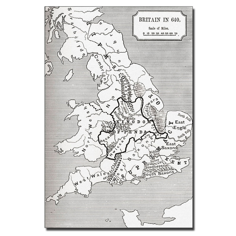 Map of Britain in 640 14 x 19 Canvas Art Image 1