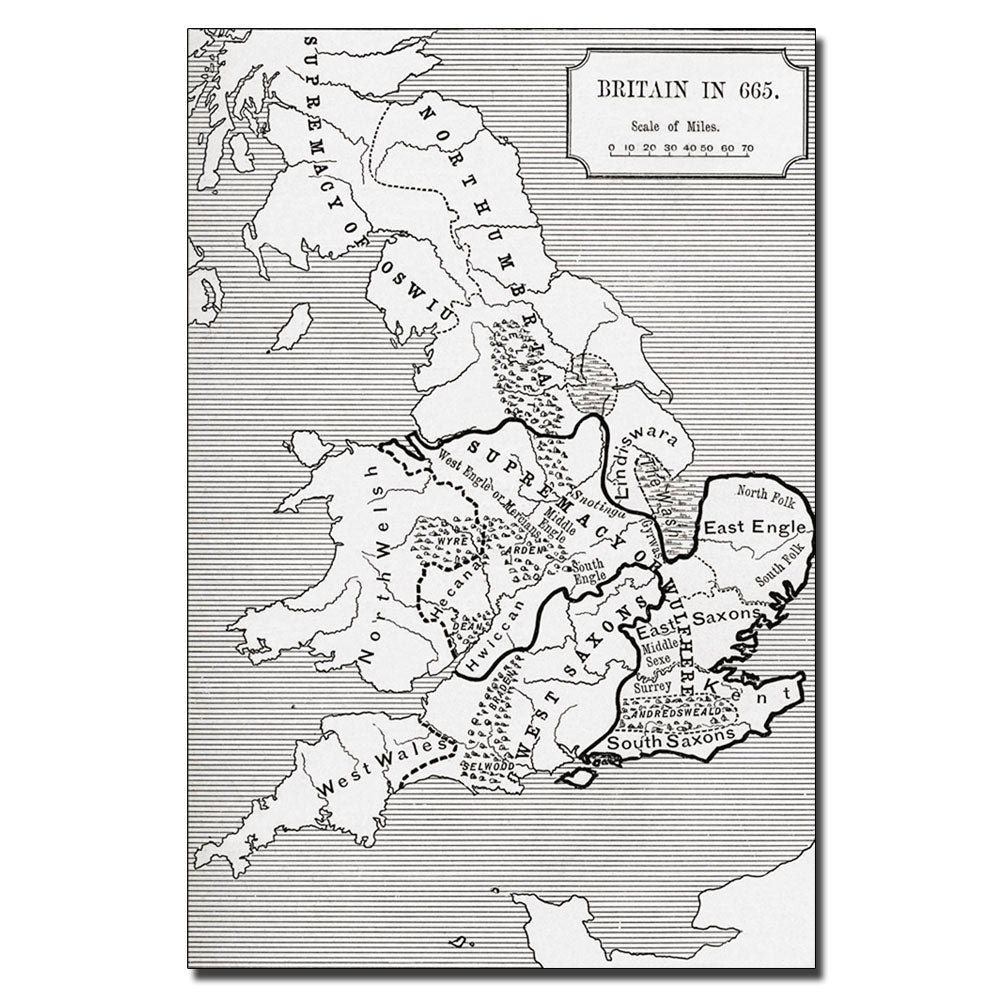 Map of Britain in 665 14 x 19 Canvas Art Image 1