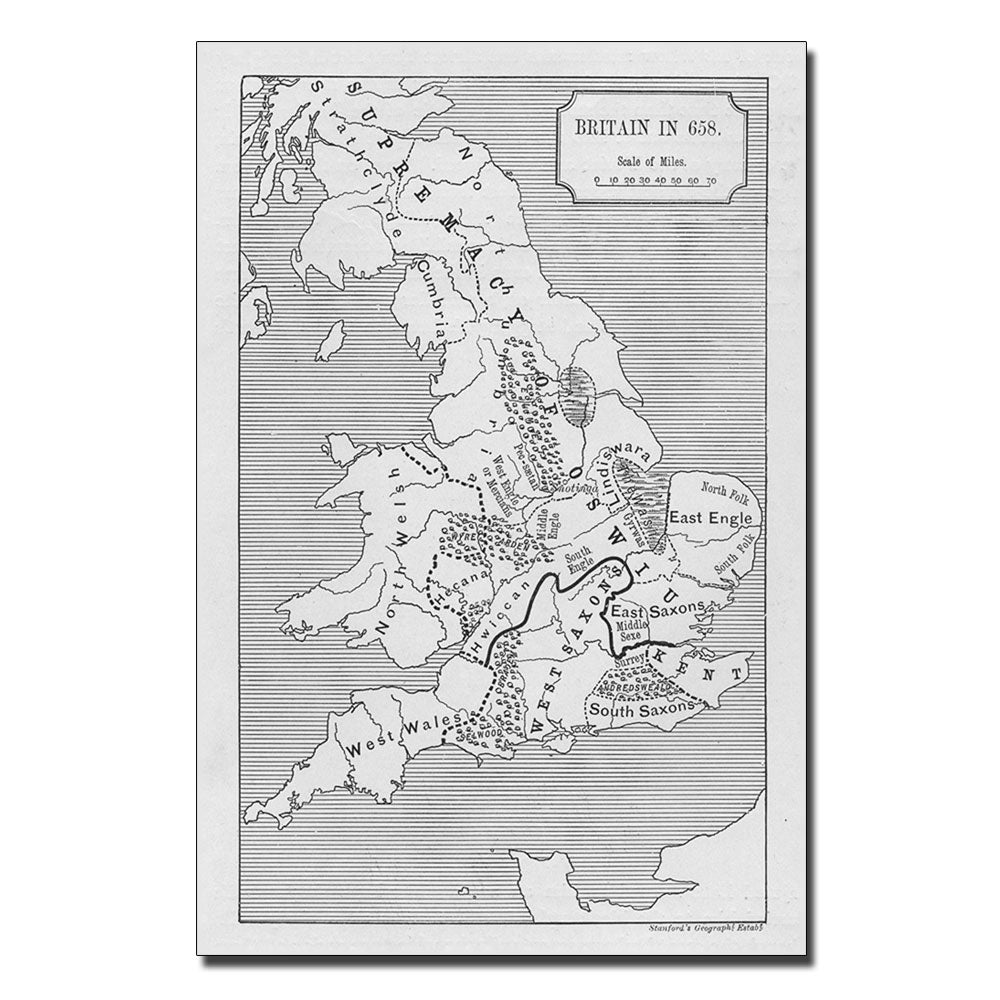 Map of Britain in 658 14 x 19 Canvas Art Image 1