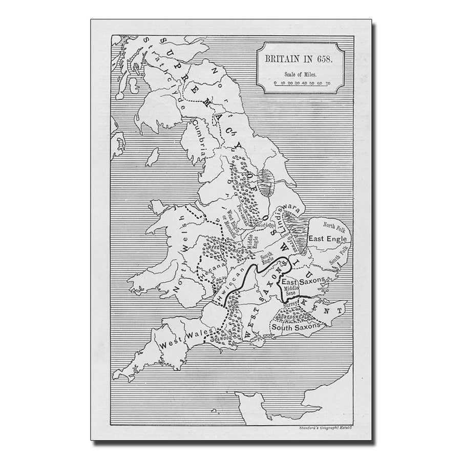 Map of Britain in 658 14 x 19 Canvas Art Image 1