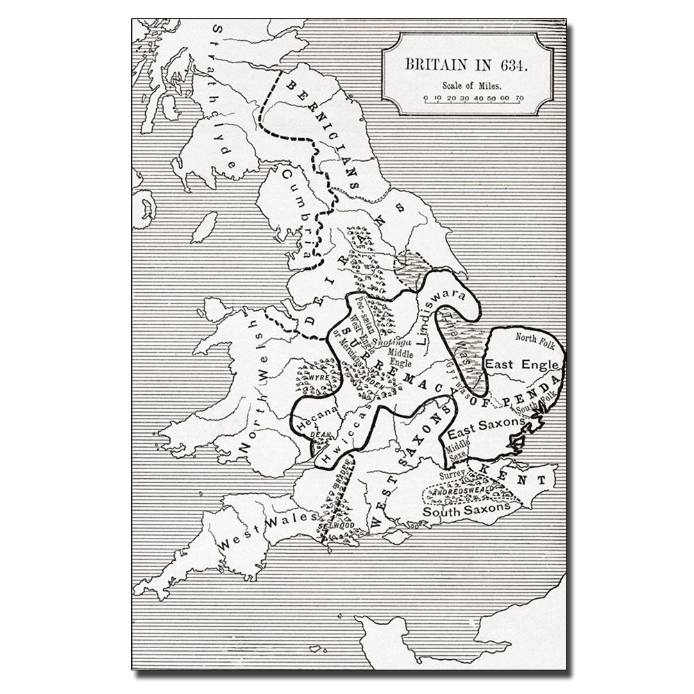 Map of Britain in 634 14 x 19 Canvas Art Image 1